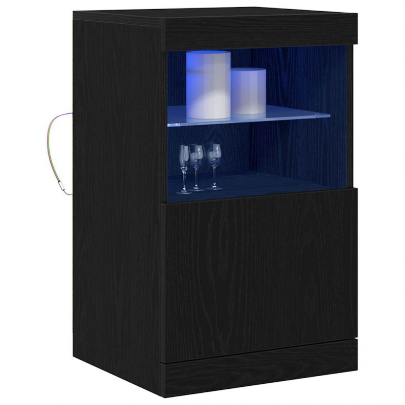 Komoda LED Czarny Dąb 41 x 37 x 67 cm Materiał drewnopochodny