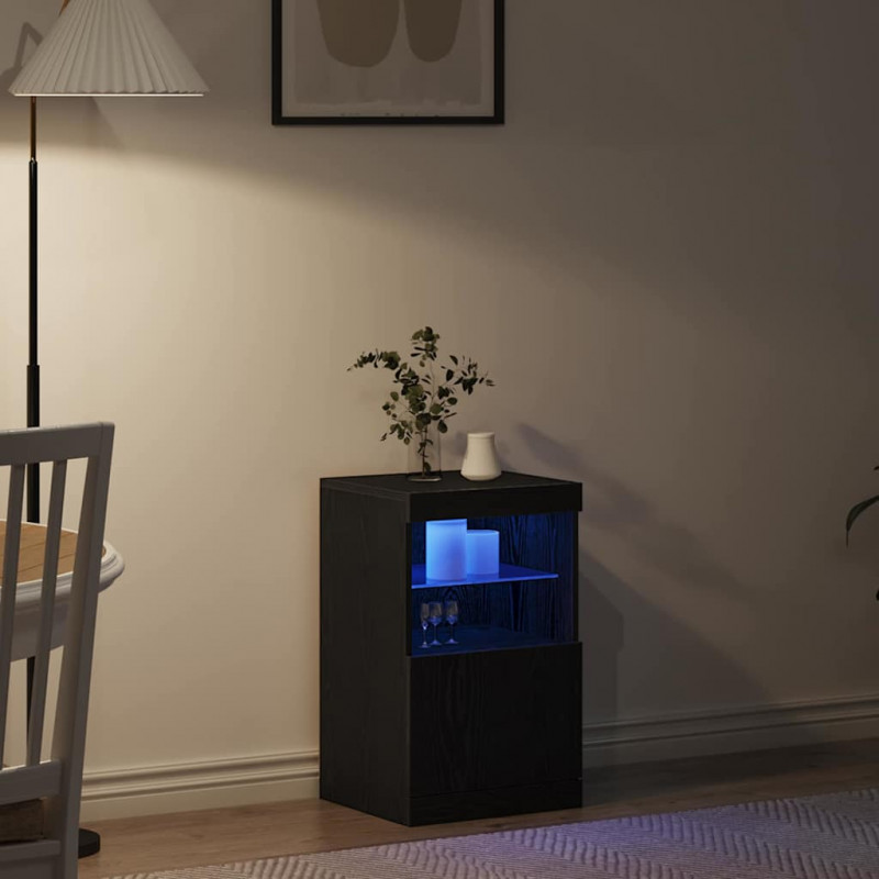Komoda LED Czarny Dąb 41 x 37 x 67 cm Materiał drewnopochodny