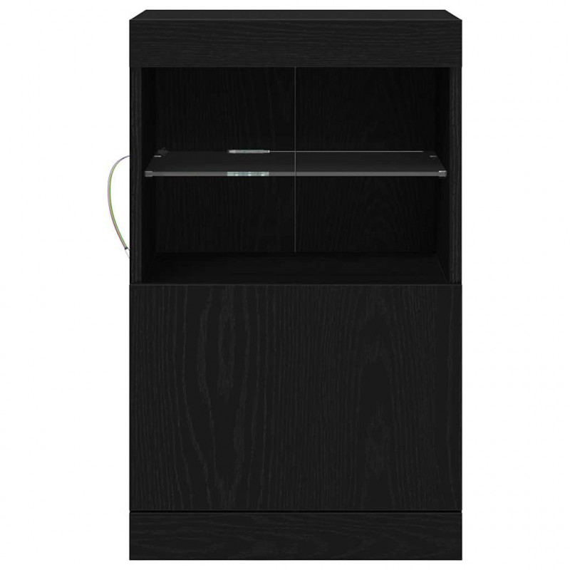 Komoda LED Czarny Dąb 41 x 37 x 67 cm Materiał drewnopochodny
