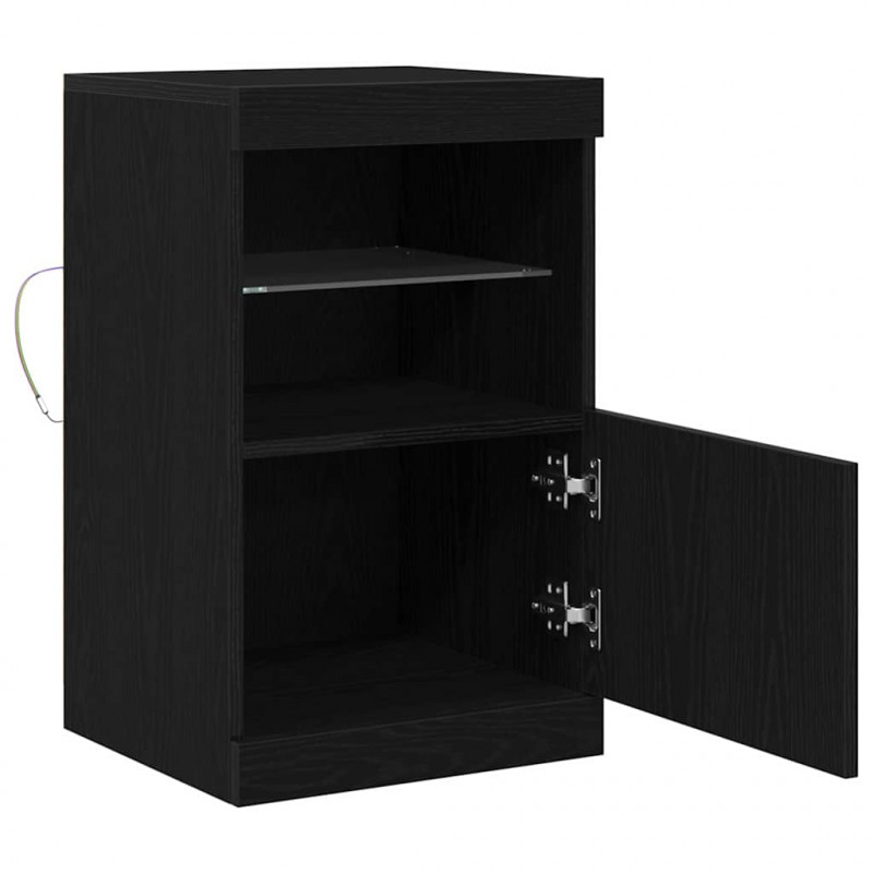 Komoda LED Czarny Dąb 41 x 37 x 67 cm Materiał drewnopochodny