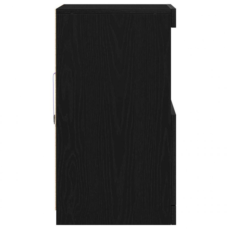Komoda LED Czarny Dąb 41 x 37 x 67 cm Materiał drewnopochodny