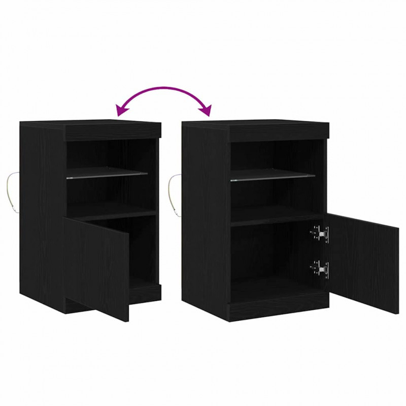 Komoda LED Czarny Dąb 41 x 37 x 67 cm Materiał drewnopochodny