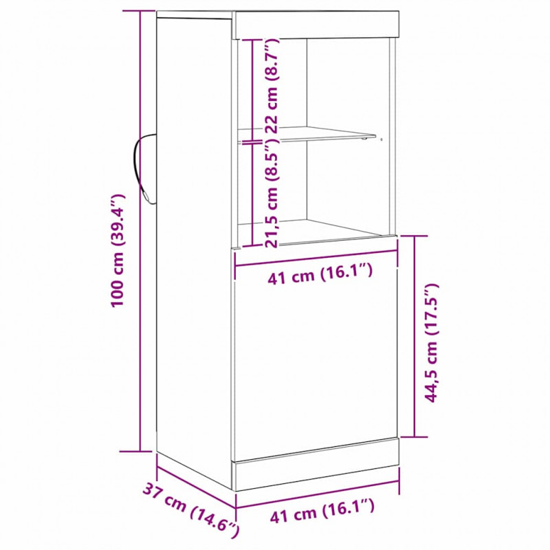 Komoda LED Ze LED Lights Stare drewno 41 x 37 x 100 cm