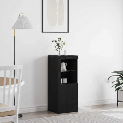 Komoda LED Czarny Dąb 41 x 37 x 100 cm Materiał drewnopochodny