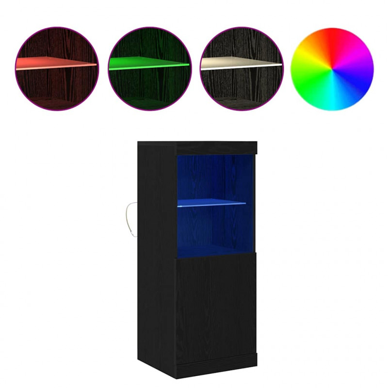 Komoda LED Czarny Dąb 41 x 37 x 100 cm Materiał drewnopochodny