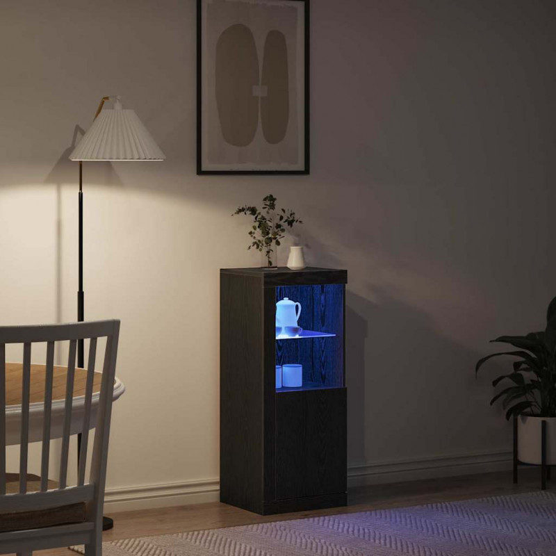 Komoda LED Czarny Dąb 41 x 37 x 100 cm Materiał drewnopochodny