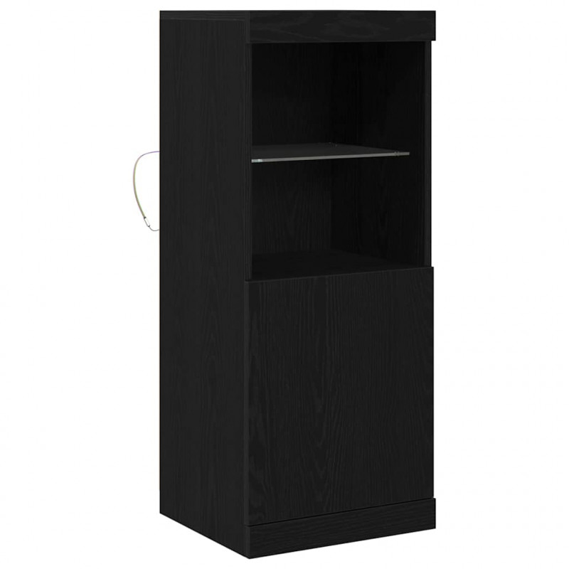 Komoda LED Czarny Dąb 41 x 37 x 100 cm Materiał drewnopochodny