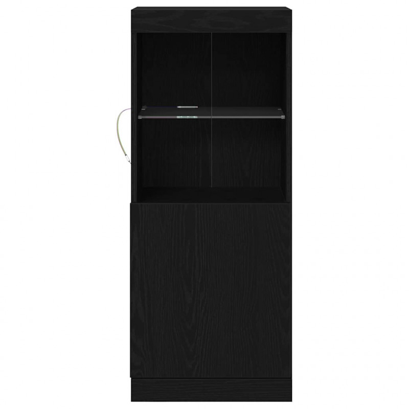 Komoda LED Czarny Dąb 41 x 37 x 100 cm Materiał drewnopochodny