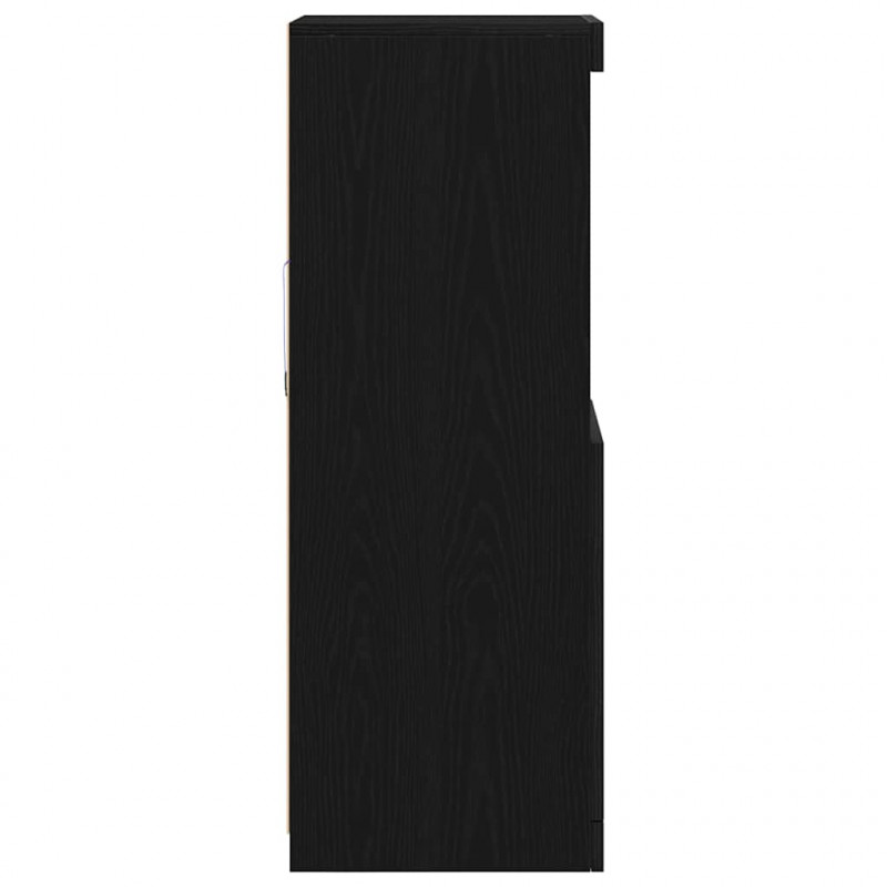 Komoda LED Czarny Dąb 41 x 37 x 100 cm Materiał drewnopochodny