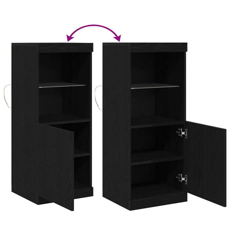 Komoda LED Czarny Dąb 41 x 37 x 100 cm Materiał drewnopochodny