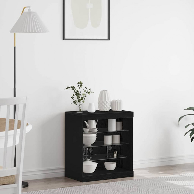 Komoda LED Czarny Dąb 60,5 x 37 x 67 cm Materiał drewnopochodny