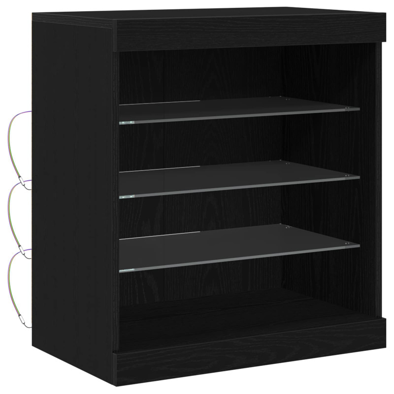 Komoda LED Czarny Dąb 60,5 x 37 x 67 cm Materiał drewnopochodny