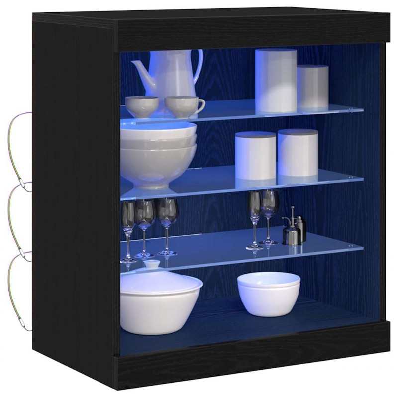 Komoda LED Czarny Dąb 60,5 x 37 x 67 cm Materiał drewnopochodny
