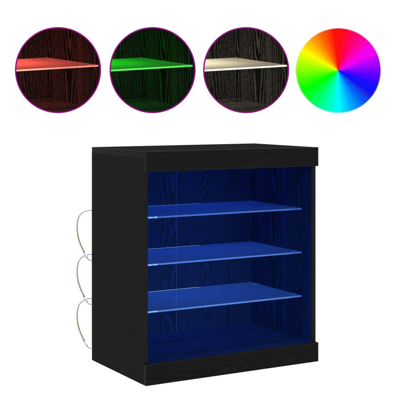 Komoda LED Czarny Dąb 60,5 x 37 x 67 cm Materiał drewnopochodny