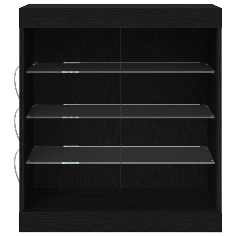 Komoda LED Czarny Dąb 60,5 x 37 x 67 cm Materiał drewnopochodny