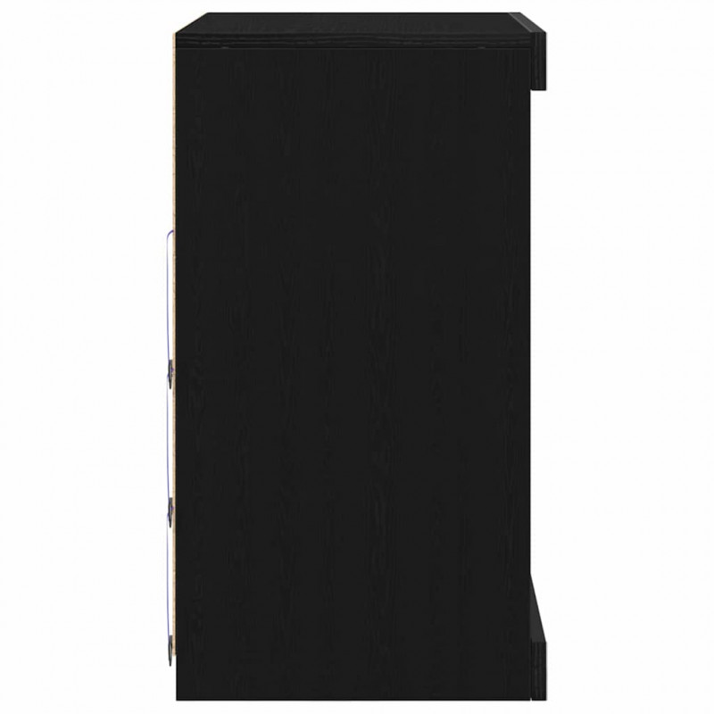 Komoda LED Czarny Dąb 60,5 x 37 x 67 cm Materiał drewnopochodny