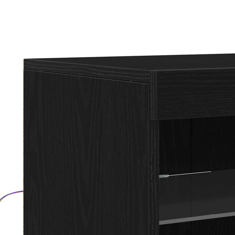 Komoda LED Czarny Dąb 60,5 x 37 x 67 cm Materiał drewnopochodny