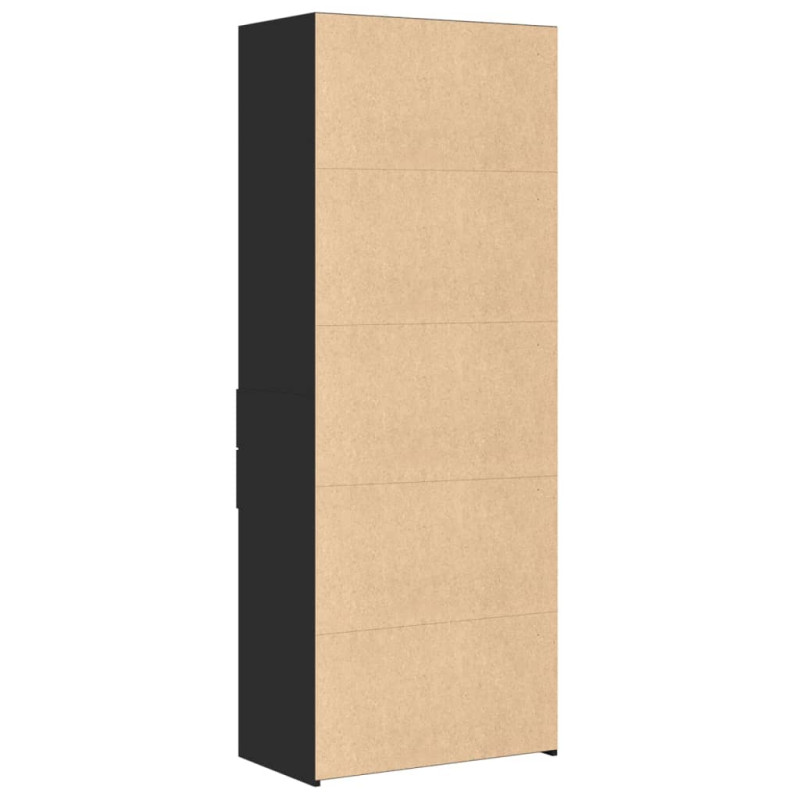 Wysoka szafka, czarna, 70x42,5x185 cm, materiał drewnopochodny