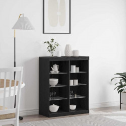 Komoda LED Czarny Dąb 41 x 37 x 100 cm Materiał drewnopochodny