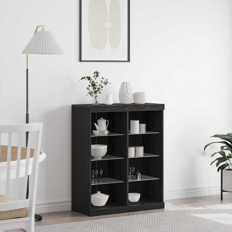 Komoda LED Czarny Dąb 41 x 37 x 100 cm Materiał drewnopochodny