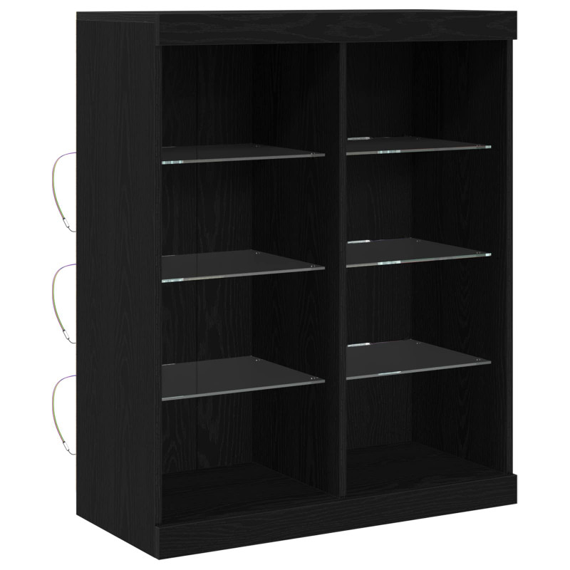 Komoda LED Czarny Dąb 41 x 37 x 100 cm Materiał drewnopochodny