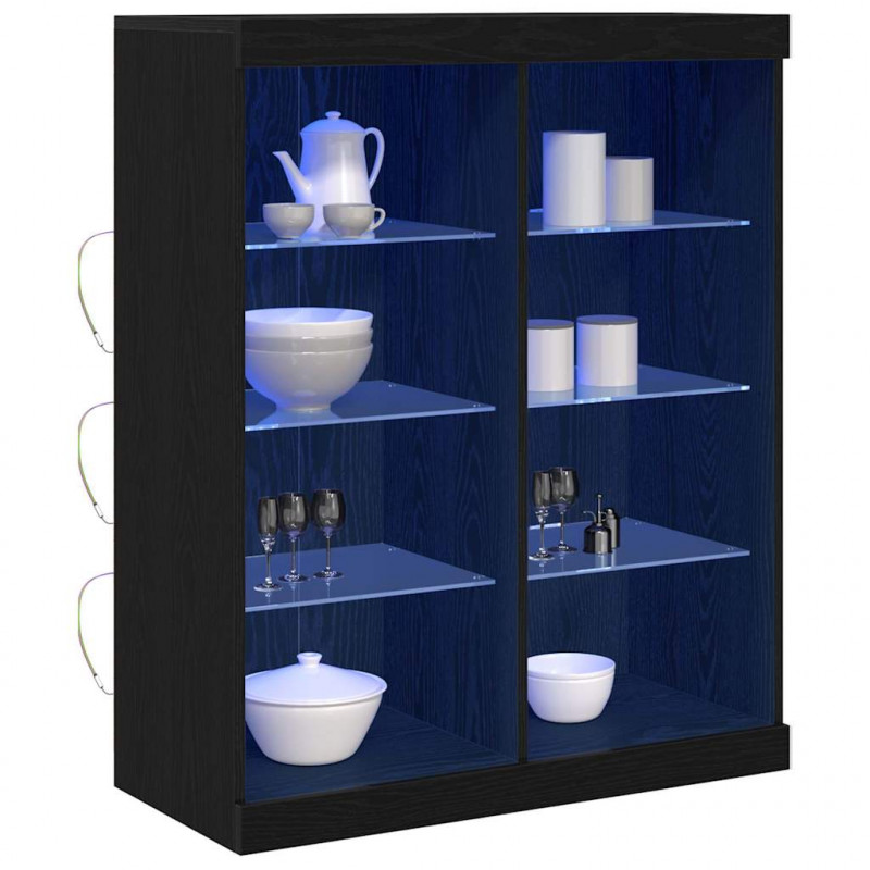 Komoda LED Czarny Dąb 41 x 37 x 100 cm Materiał drewnopochodny