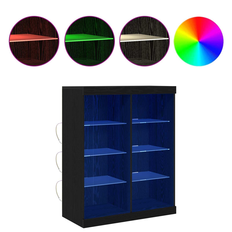 Komoda LED Czarny Dąb 41 x 37 x 100 cm Materiał drewnopochodny