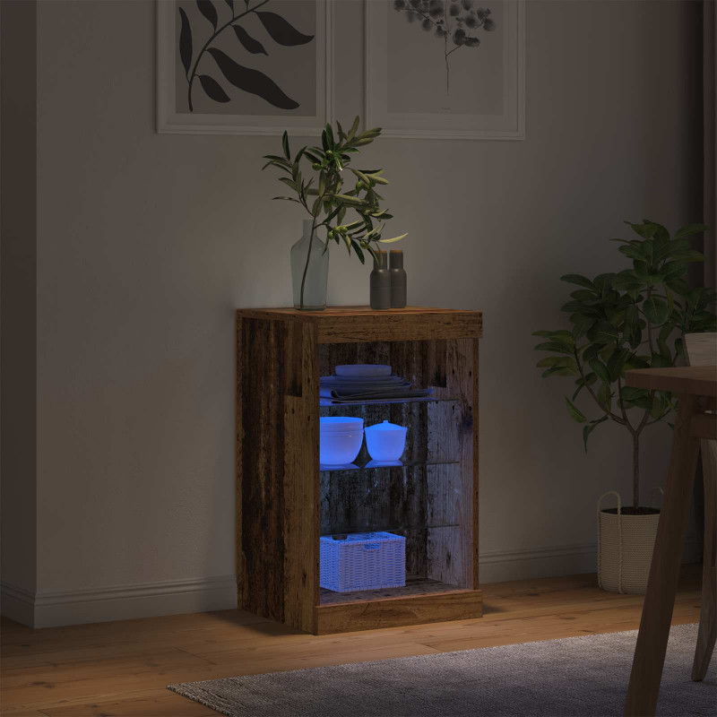 Komoda LED Stare drewno 41 x 37 x 67 cm Materiał drewnopochodny