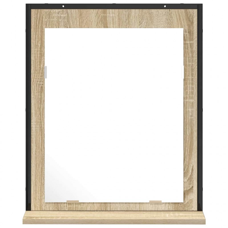Lustro łazienkowe z półką Z lustrem Czarny 50 x 12 x 60 cm