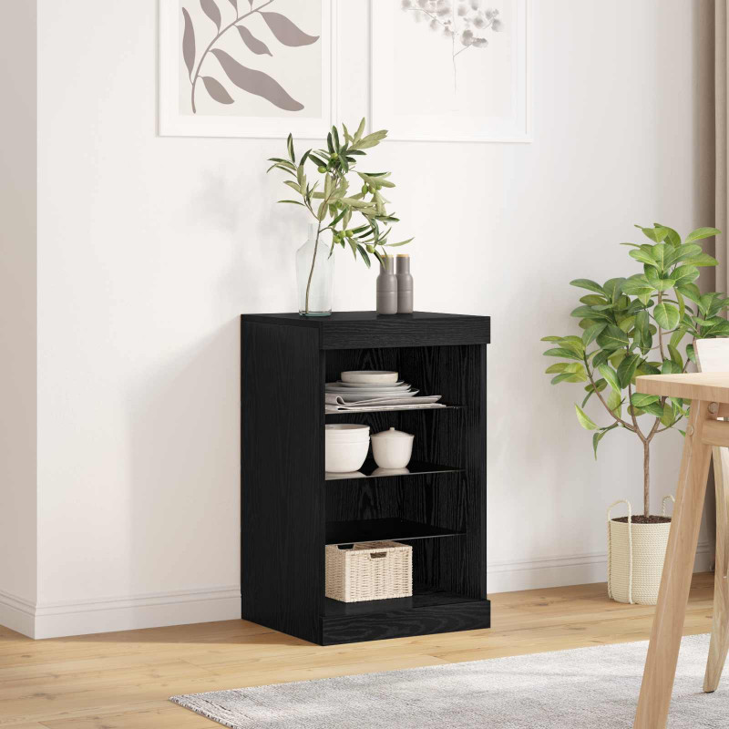 Komoda LED Czarny Dąb 41 x 37 x 67 cm Materiał drewnopochodny