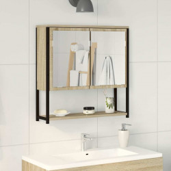 Lustro łazienkowe z półką Z lustrem Beżowy 60 x 16 x 60 cm