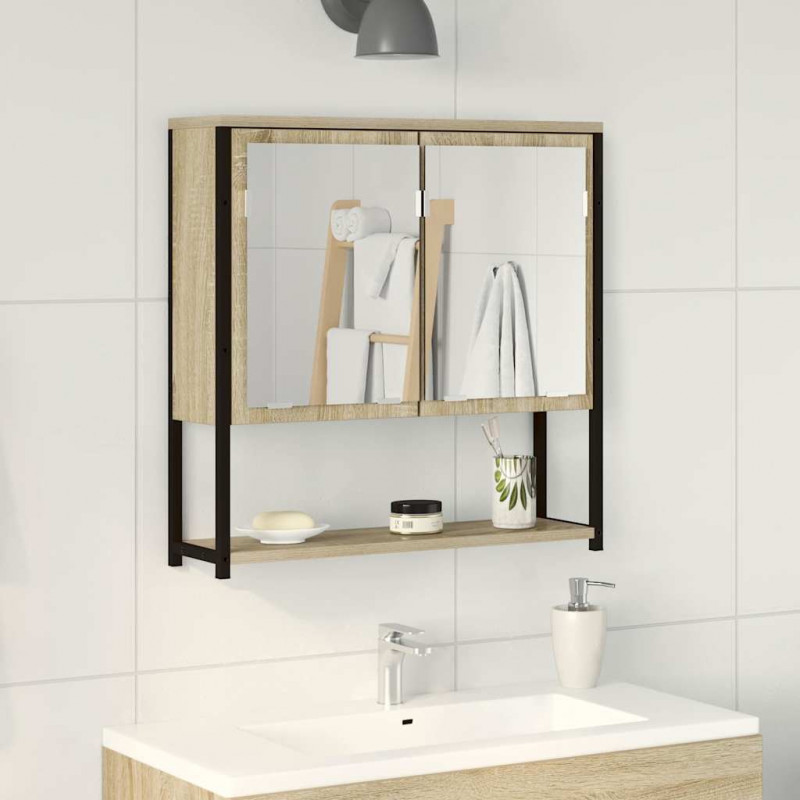 Lustro łazienkowe z półką Z lustrem Beżowy 60 x 16 x 60 cm