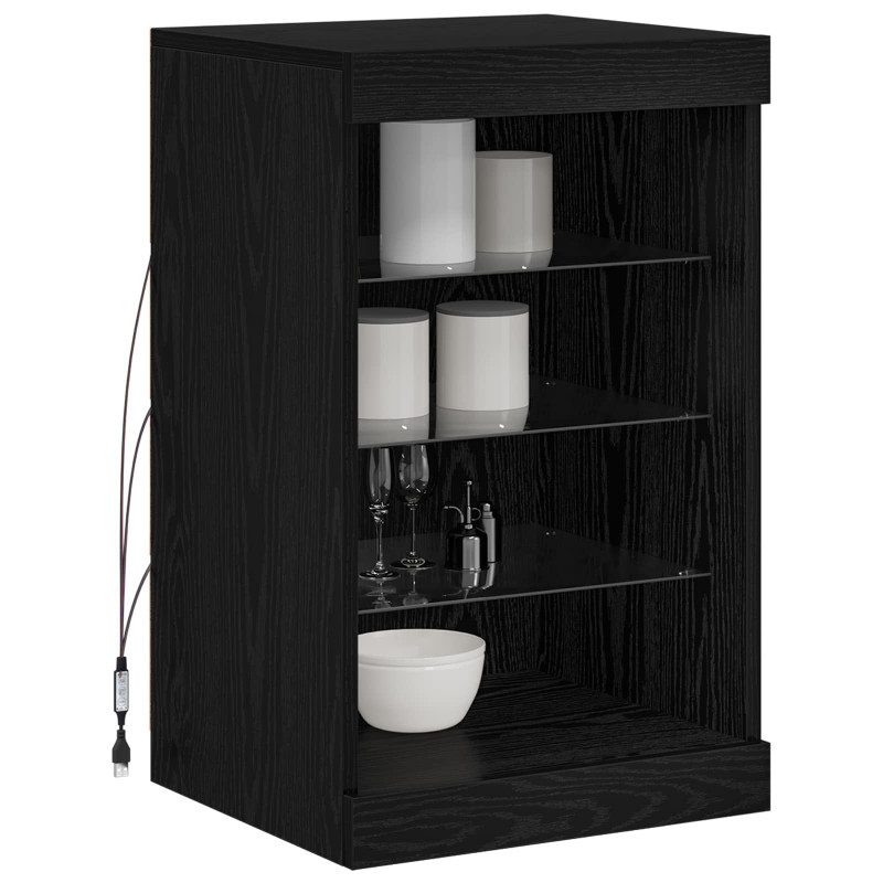 Komoda LED Czarny Dąb 41 x 37 x 67 cm Materiał drewnopochodny