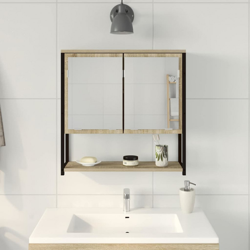 Lustro łazienkowe z półką Z lustrem Beżowy 60 x 16 x 60 cm