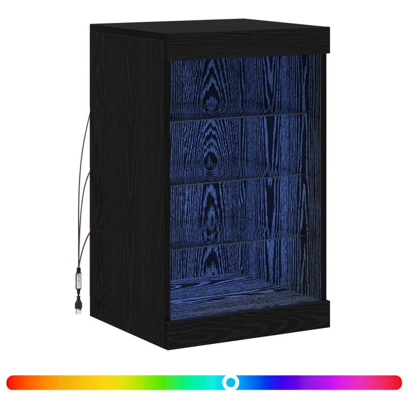 Komoda LED Czarny Dąb 41 x 37 x 67 cm Materiał drewnopochodny