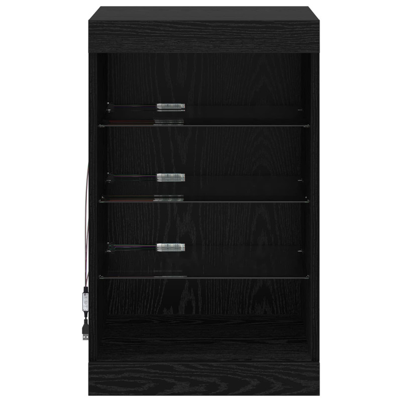 Komoda LED Czarny Dąb 41 x 37 x 67 cm Materiał drewnopochodny