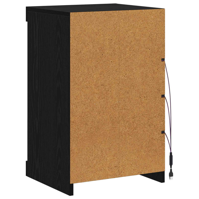 Komoda LED Czarny Dąb 41 x 37 x 67 cm Materiał drewnopochodny