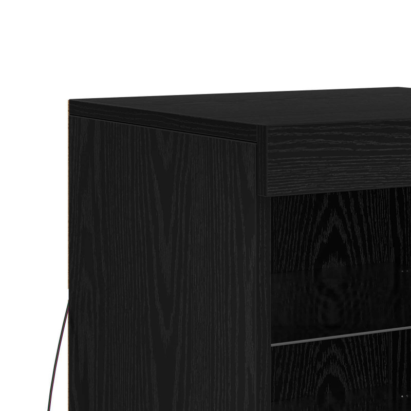 Komoda LED Czarny Dąb 41 x 37 x 67 cm Materiał drewnopochodny