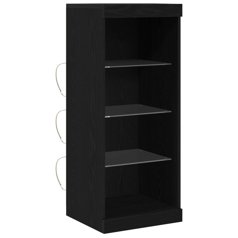 Komoda LED Czarny Dąb 41 x 37 x 100 cm Materiał drewnopochodny