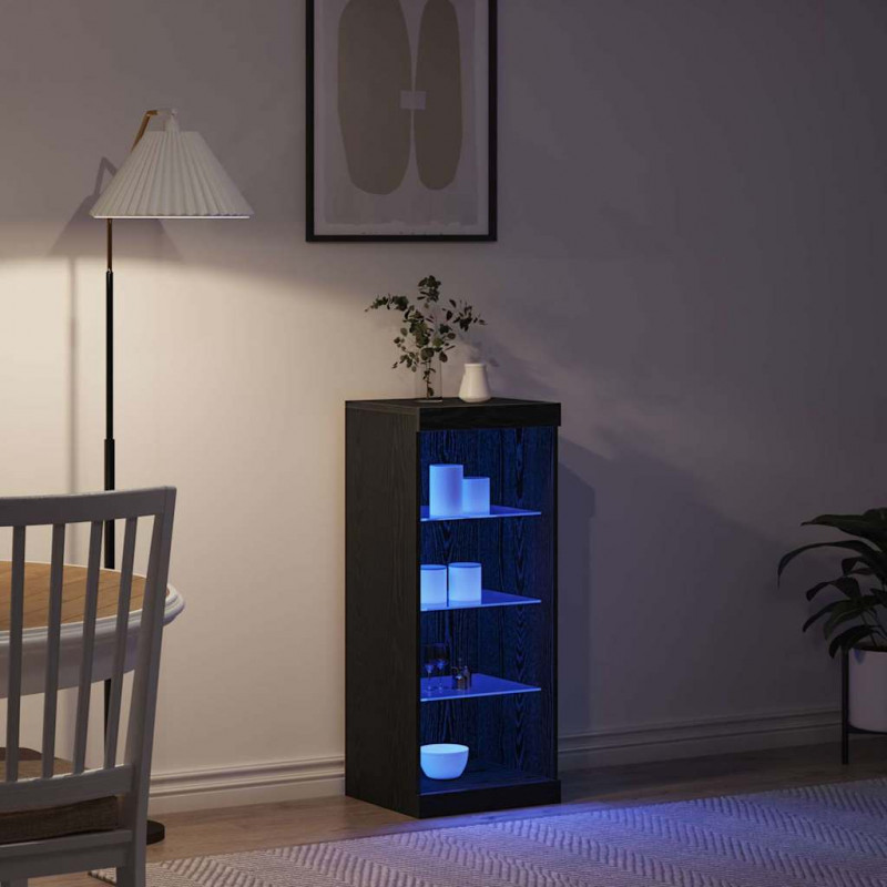 Komoda LED Czarny Dąb 41 x 37 x 100 cm Materiał drewnopochodny