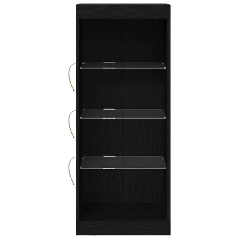 Komoda LED Czarny Dąb 41 x 37 x 100 cm Materiał drewnopochodny