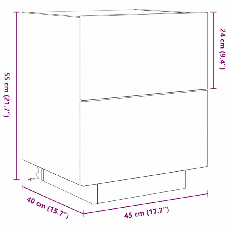 Szafka Nocna z szufladą 2 pcs Dąb rzemieślniczy 45 x 40 x 55 cm