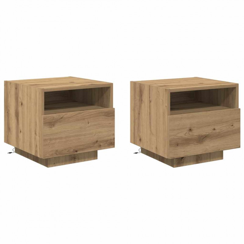Szafka Nocna z szufladą 2 pcs Dąb rzemieślniczy 40 x 39 x 37 cm