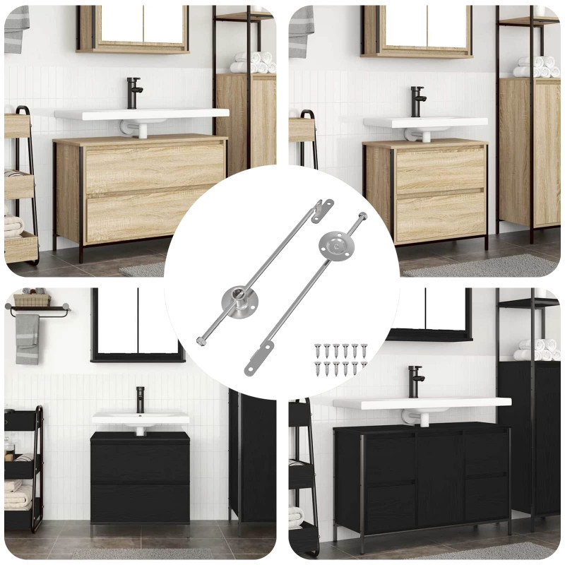 Zawias z uchwytem 2 pcs Srebrny 190 mm Żelazo