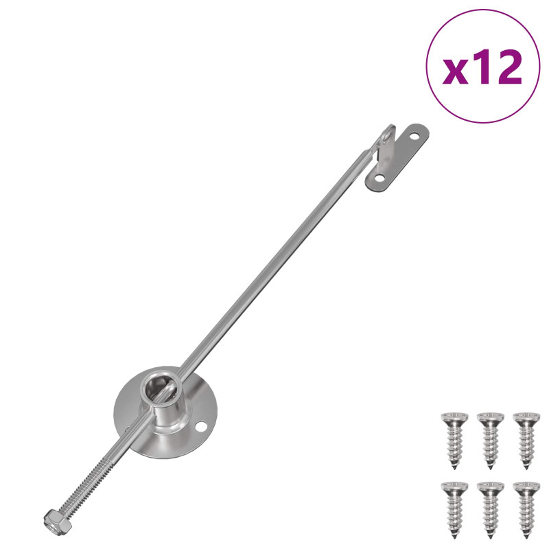 Zawias z uchwytem 12 pcs Srebrny 190 mm Metal