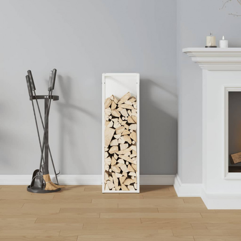 Stojak na drewno opałowe biały 25x25x80 cm