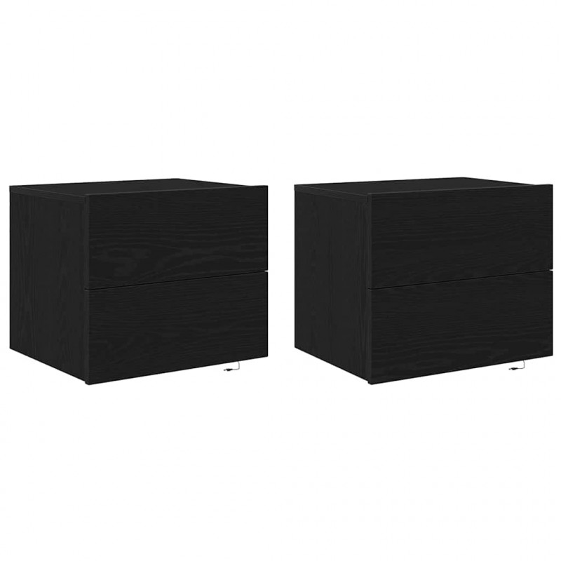 Szafka Nocna z szufladą 2 pcs Czarny Dąb 50 x 39 x 41 cm