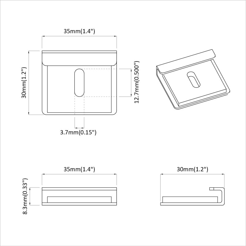 Uchwyt do lustra 2 pcs Nikiel 35 x 30 x 8,3 mm Stal
