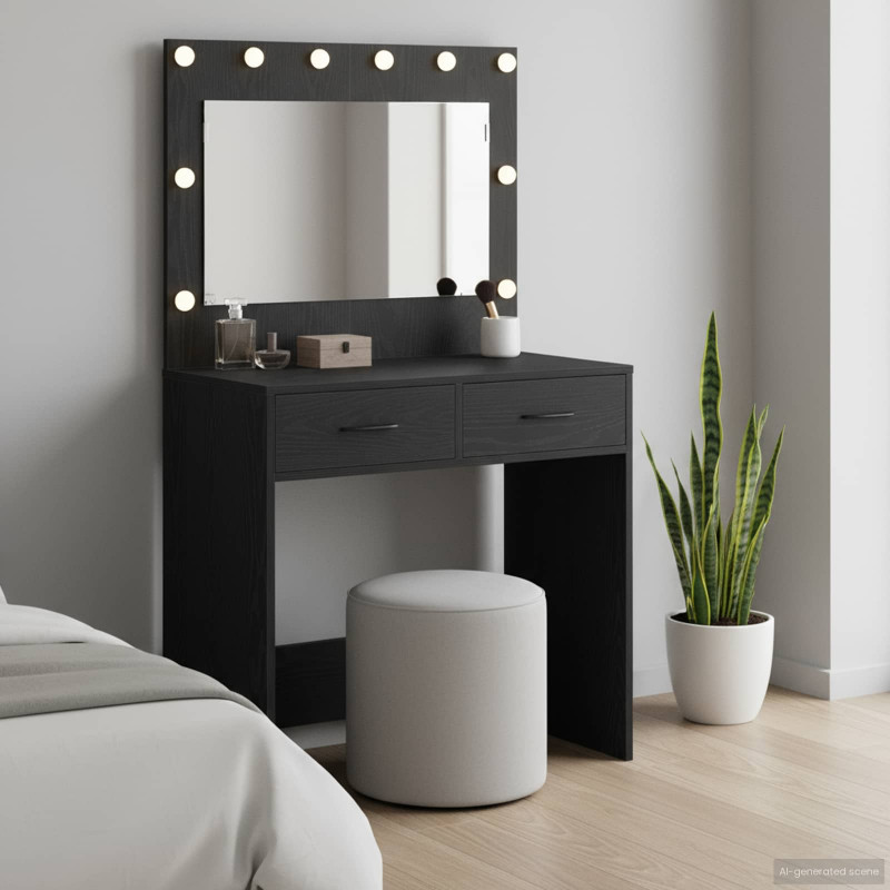 Toaletka Czarny Dąb 78,5 x 41 x 135 cm Materiał drewnopochodny