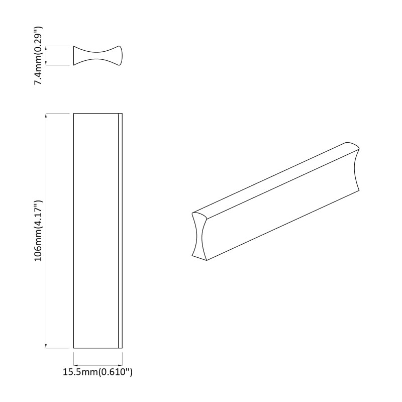 Uchwyt 973 pcs Czarny 106 x 7,4 x 15,5 mm Aluminium
